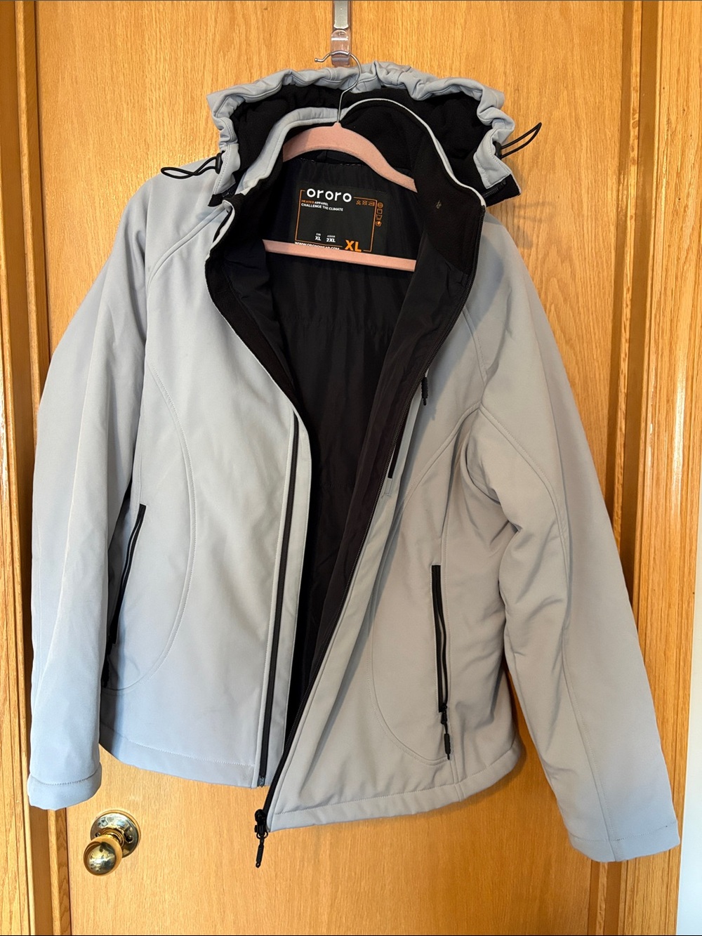 Ororo Light Gray Women's Softshell heated Jacket with Hood